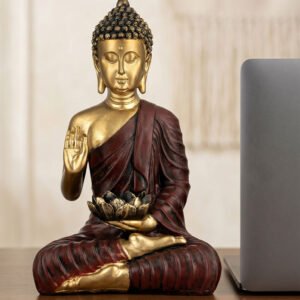 10-Inch Buddha Statue - Gold & Dark Brown