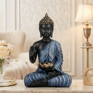 10-Inch Black & Sky Blue Buddha Statue