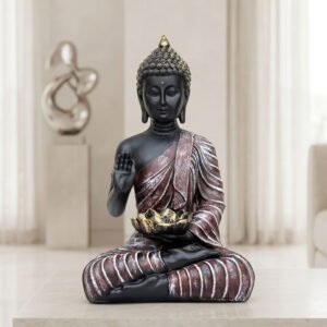 10-Inch Buddha Statue Black and Antic Brown