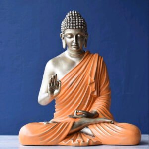 Elegant Buddha Statue - Light Gold & Orange