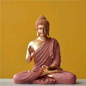 15 Inch Buddha Statue Gold and Dark Pink