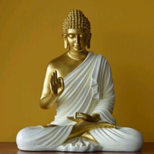 Gold and White Buddha Statue, 23 Inches