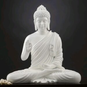 Elegant 15-Inch White Buddha Statue